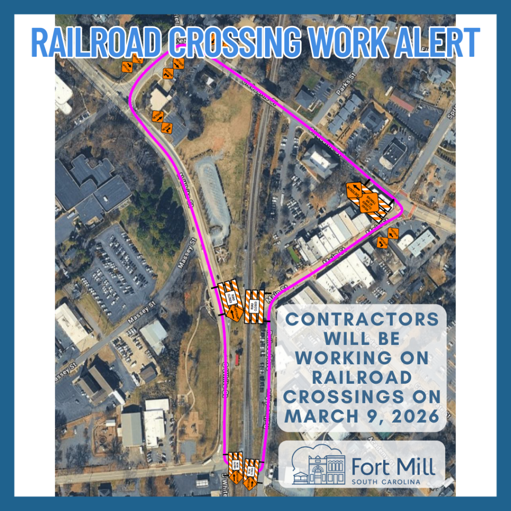 Fort Mill Railroad Crossing Repairs Close Roads March 9 - Traffic Alert