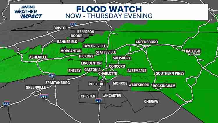 Heavy Rain Thursday: Flood Risk for Indian Land, Fort Mill, Waxhaw, and South Charlotte Communities