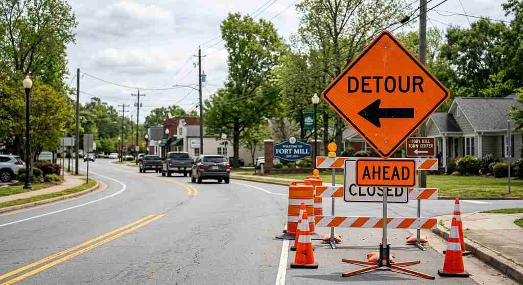 Fort Mill North White Street Detours: Updated Routes for Downtown Utility Repairs
