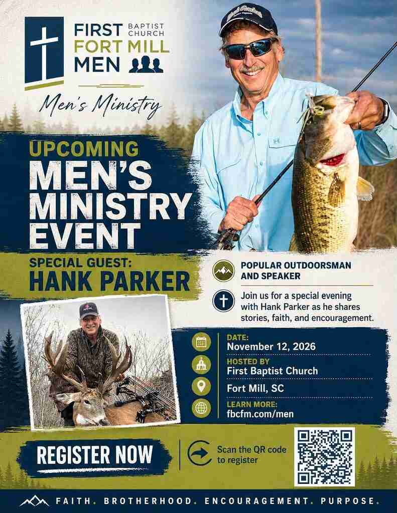 Hank Parker to Speak at First Baptist Church Fort Mill Men's Ministry Event Nov. 12